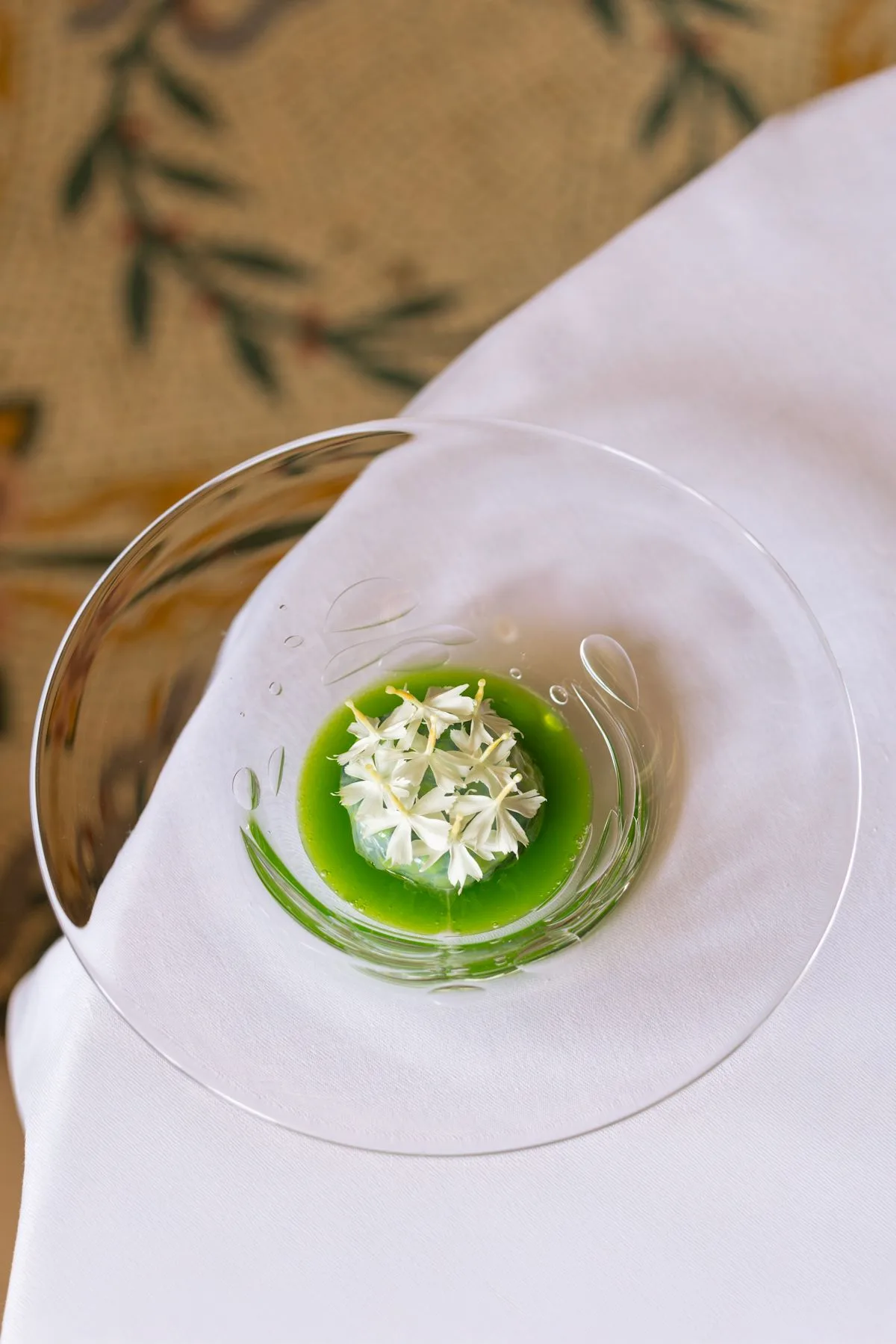 A delicately plated dish at the two-Michelin-starred Restaurant le Meurice Alain Ducasse.