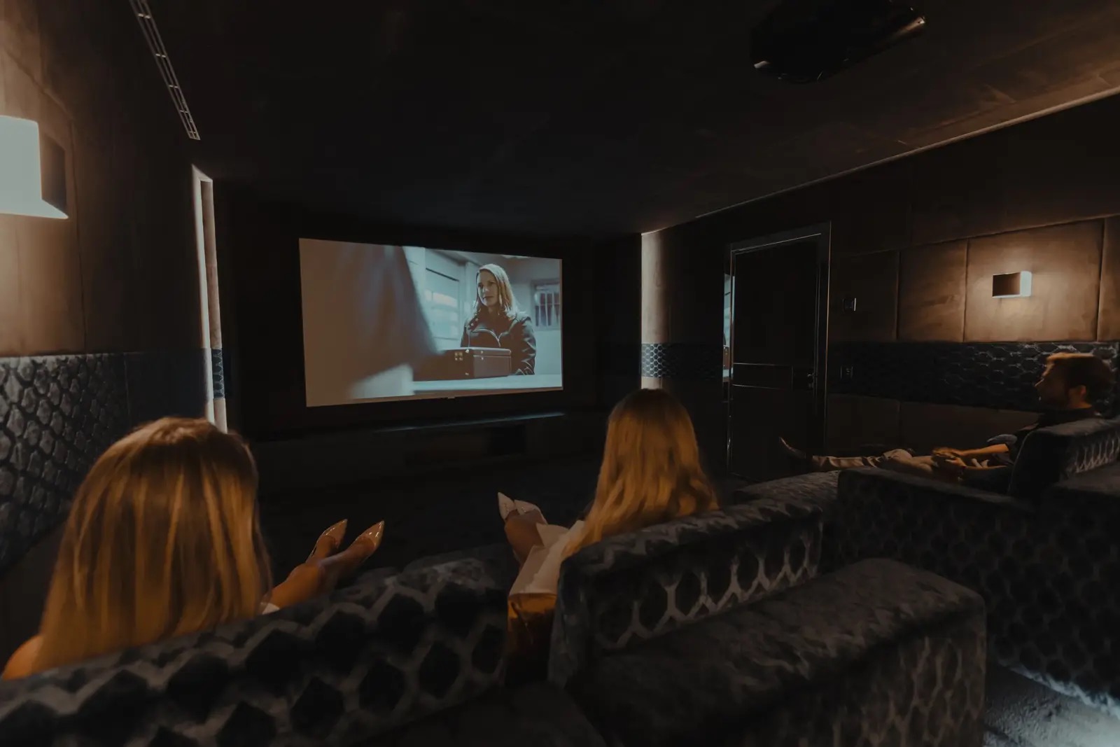 Guests in the villa’s private home cinema.