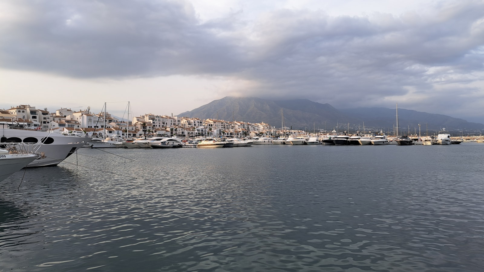 Puerto Banús marina in Marbella, Spain, filled with boats.