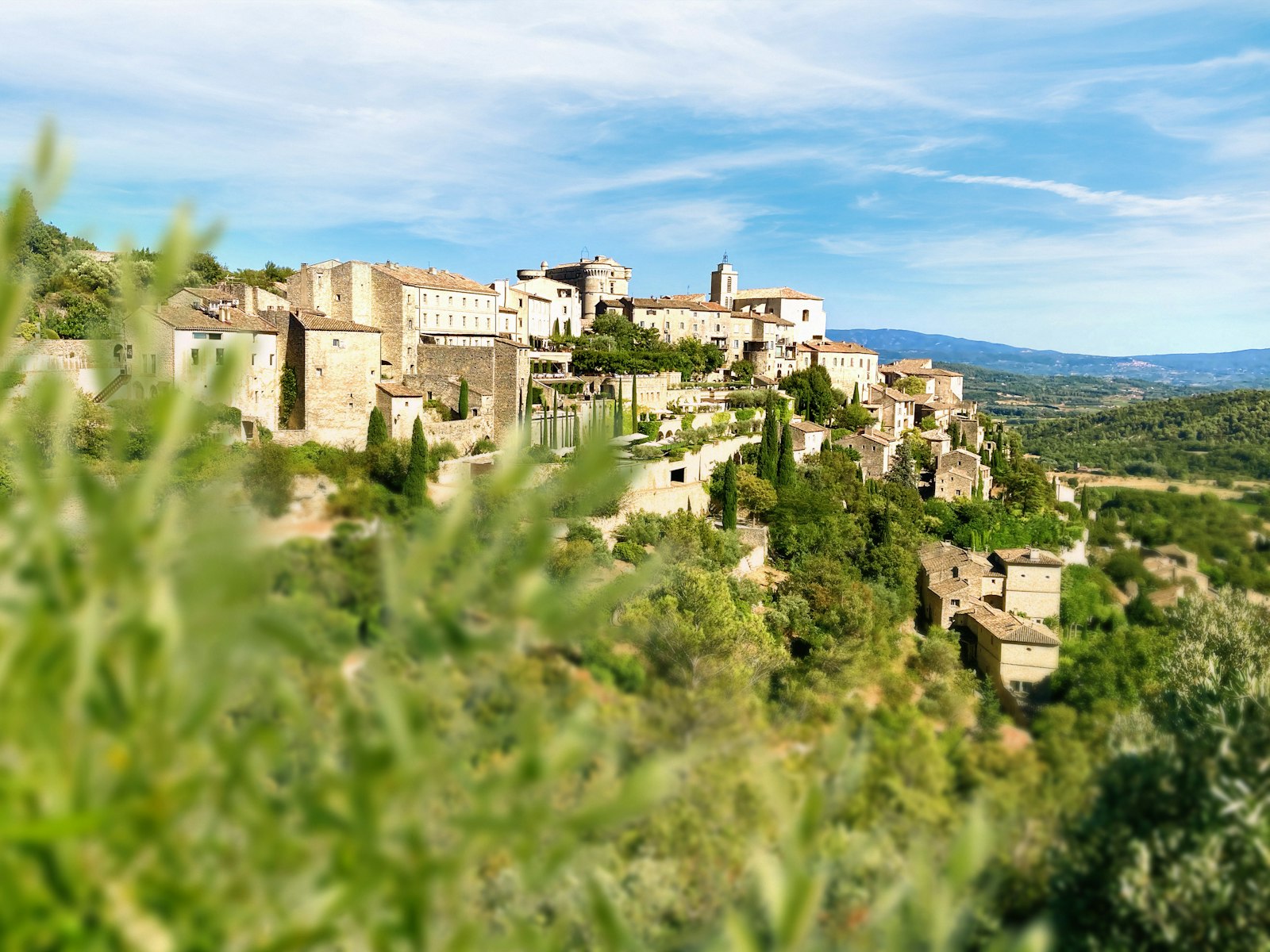 The hilltop village of Gordes in the Luberon, seen from the valley below.