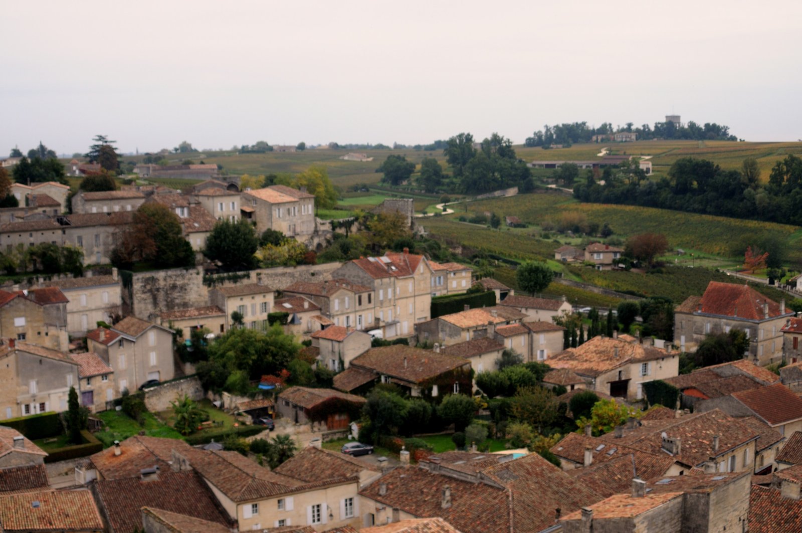 Saint-Émilion and the surrounding vineyards in Bordeaux.